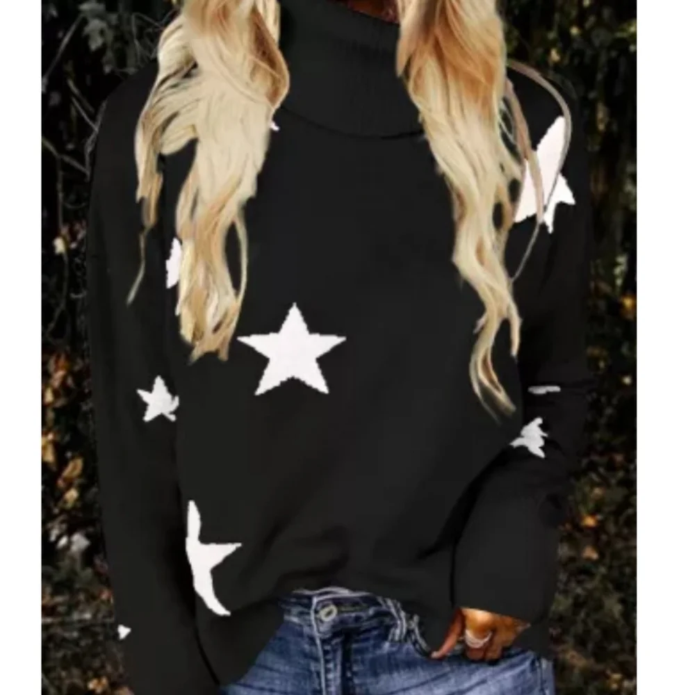 1XL left💥New boutique drop sleeve star turtleneck sweater - Picture 10 of 15